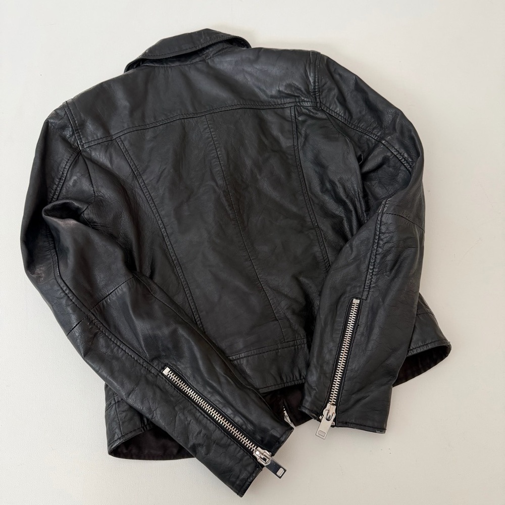 PULL&BEAR Genuine leather moto biker jacket - Picture 4 of 6